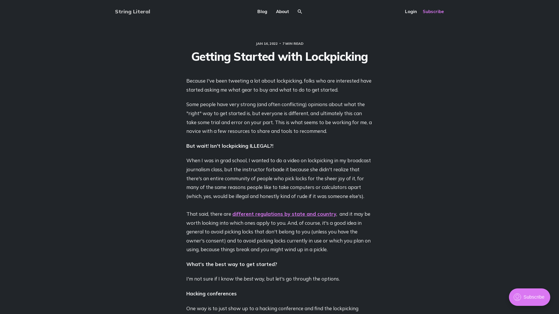 Getting Started with Lockpicking