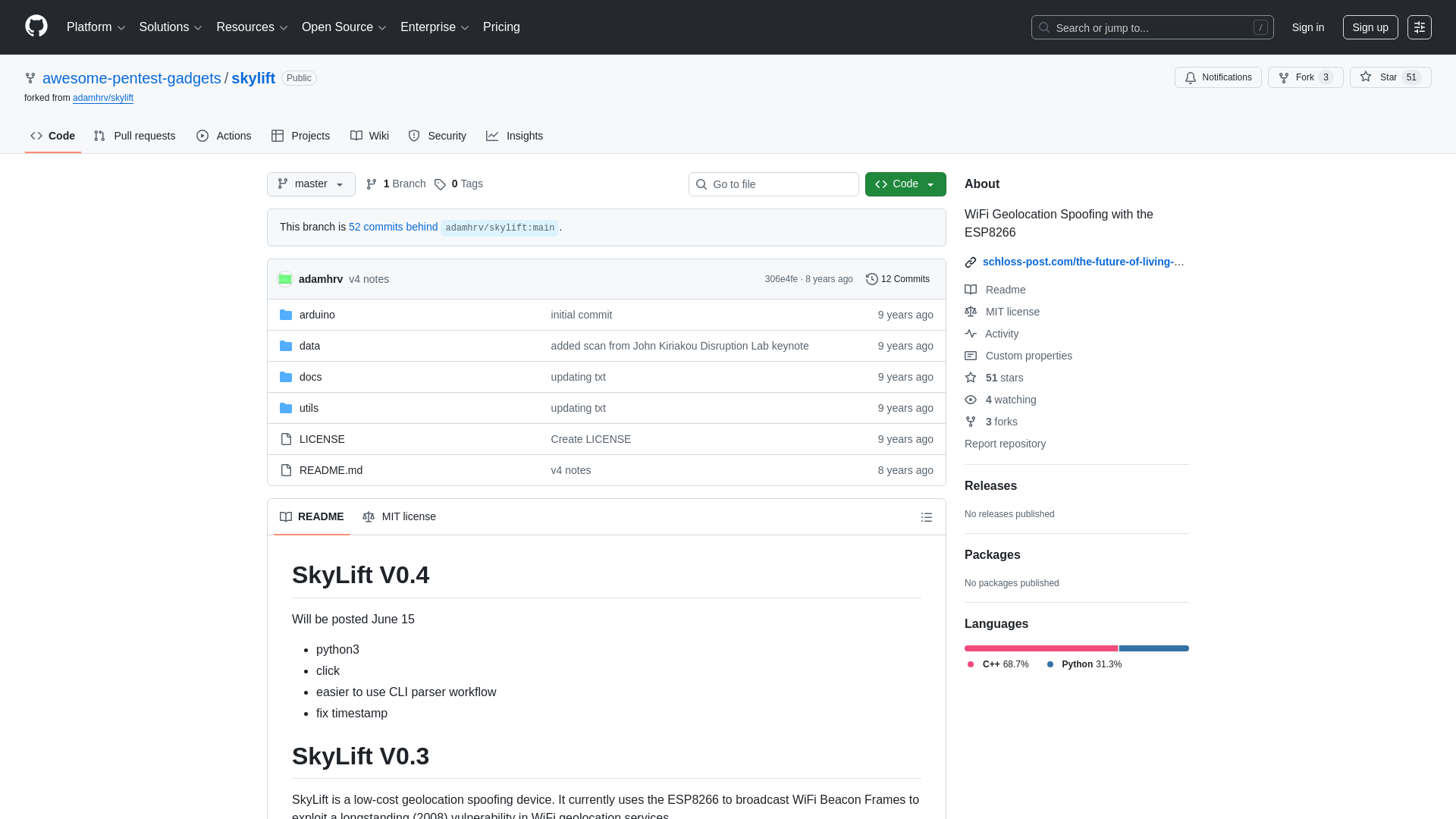GitHub - awesome-pentest-gadgets/skylift: WiFi Geolocation Spoofing with the ESP8266