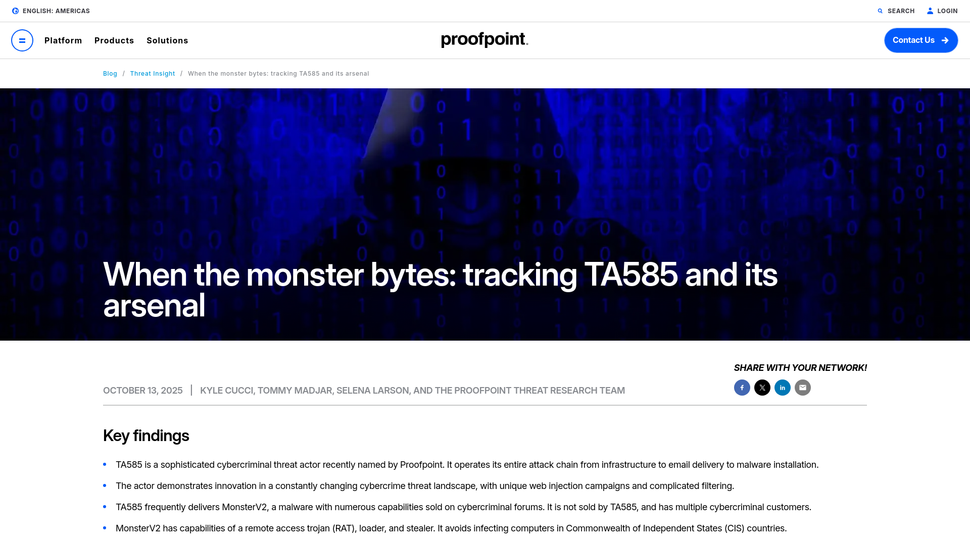 When the monster bytes: tracking TA585 and its arsenal | Proofpoint US