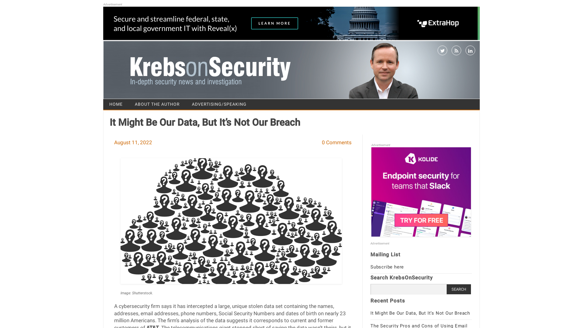 It Might Be Our Data, But It’s Not Our Breach – Krebs on Security