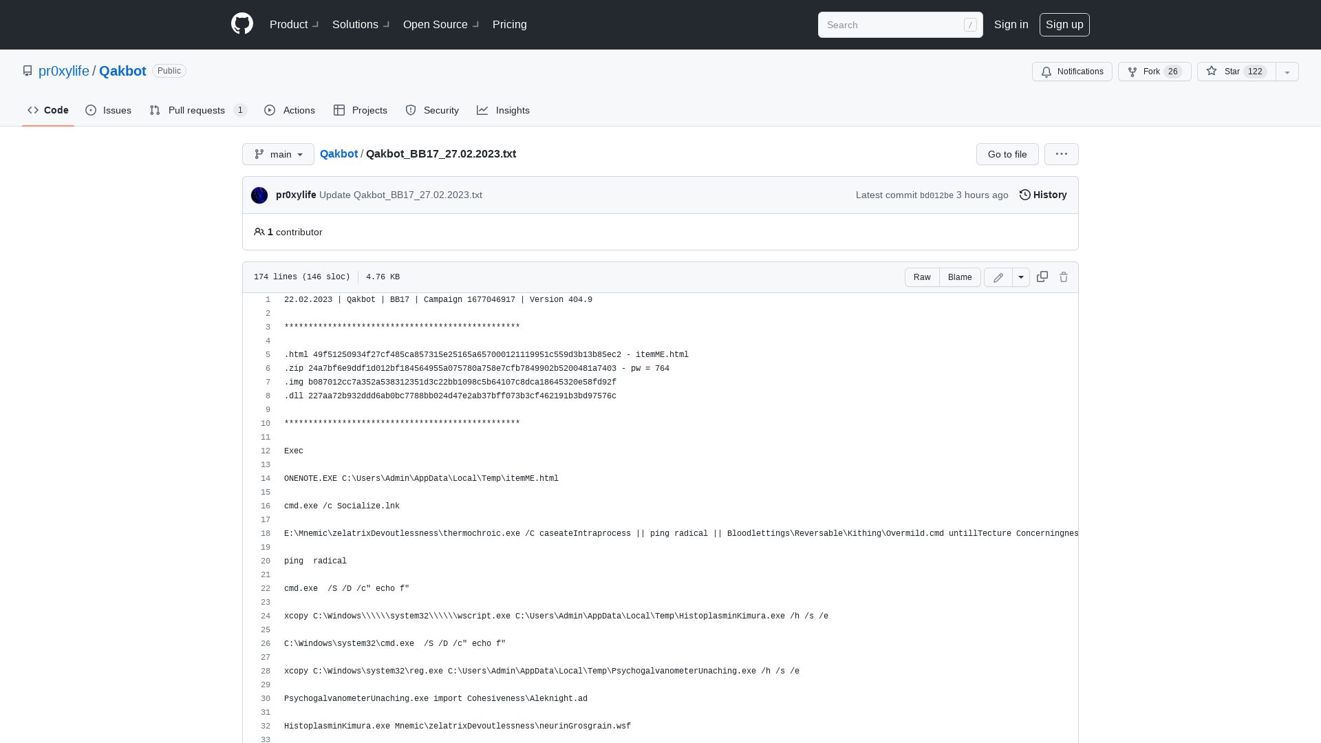 Qakbot/Qakbot_BB17_27.02.2023.txt at main · pr0xylife/Qakbot · GitHub
