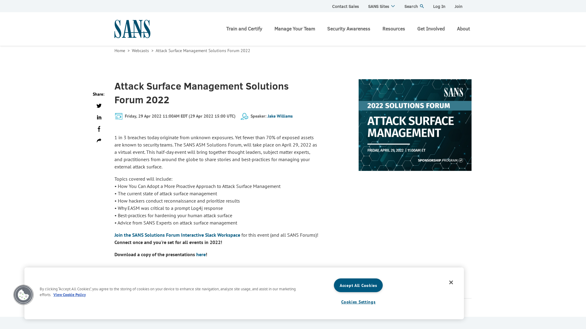 Attack Surface Management Solutions Forum 2022 | SANS Instutute