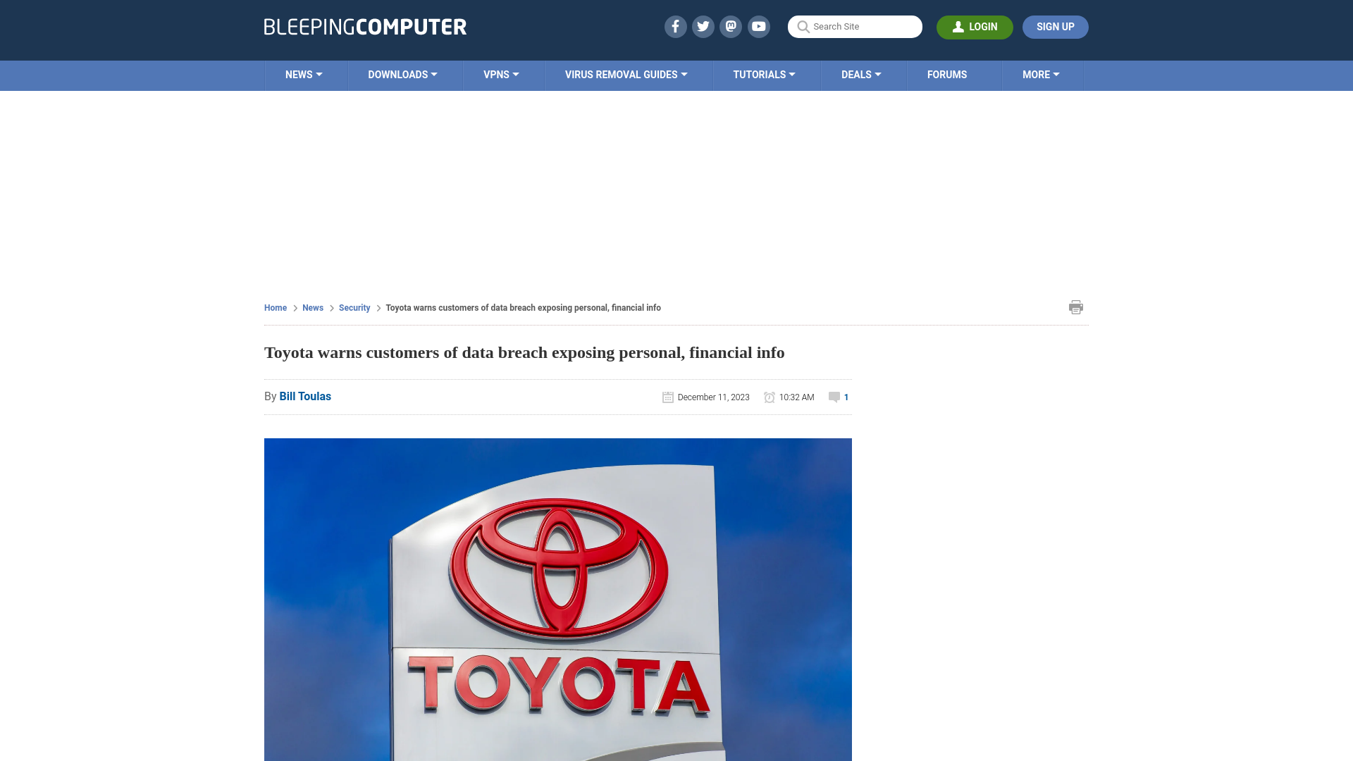 Toyota warns customers of data breach exposing personal, financial info