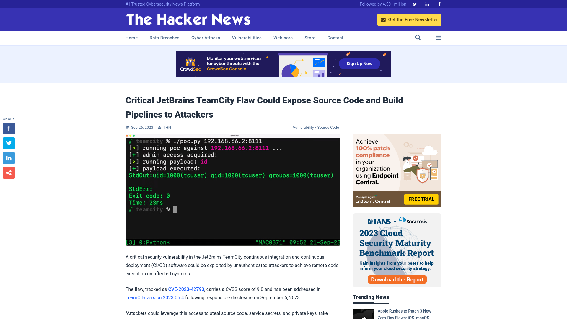 Critical JetBrains TeamCity Flaw Could Expose Source Code and Build Pipelines to Attackers