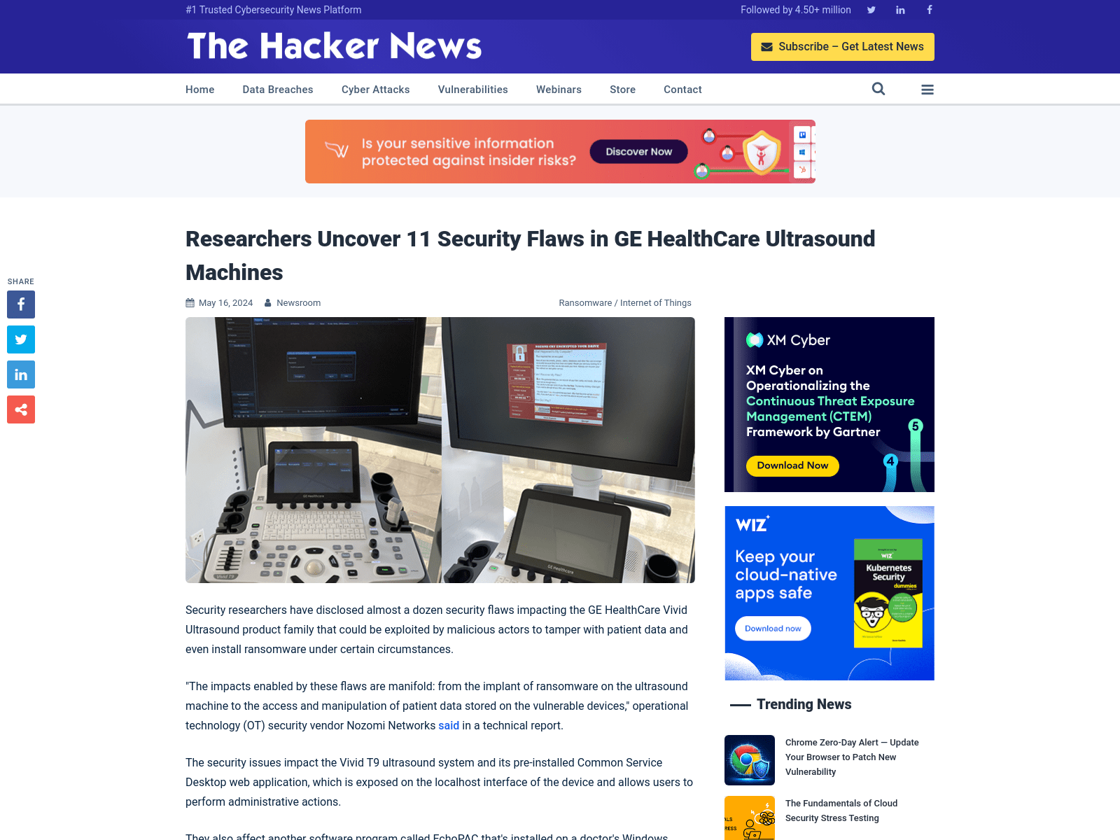 Researchers Uncover 11 Security Flaws in GE HealthCare Ultrasound Machines