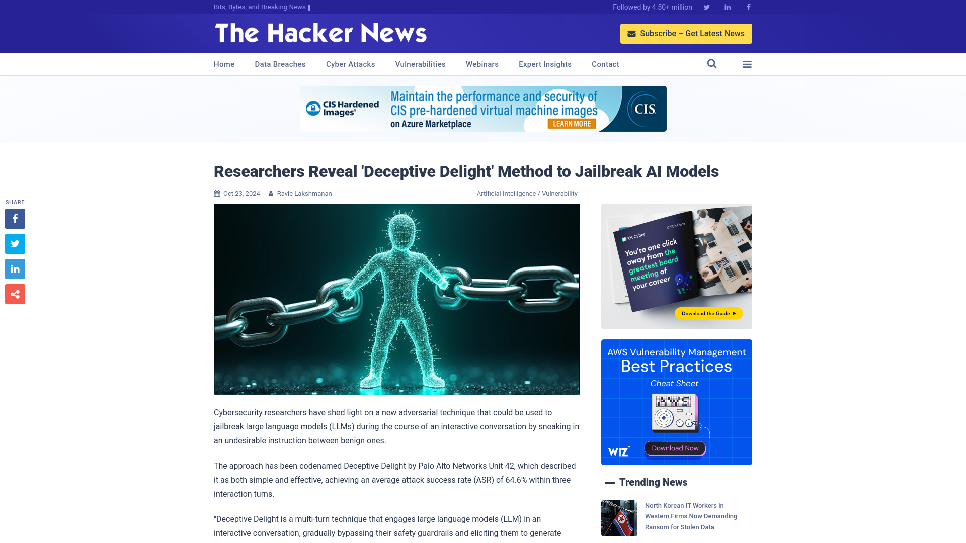 Researchers Reveal 'Deceptive Delight' Method to Jailbreak AI Models