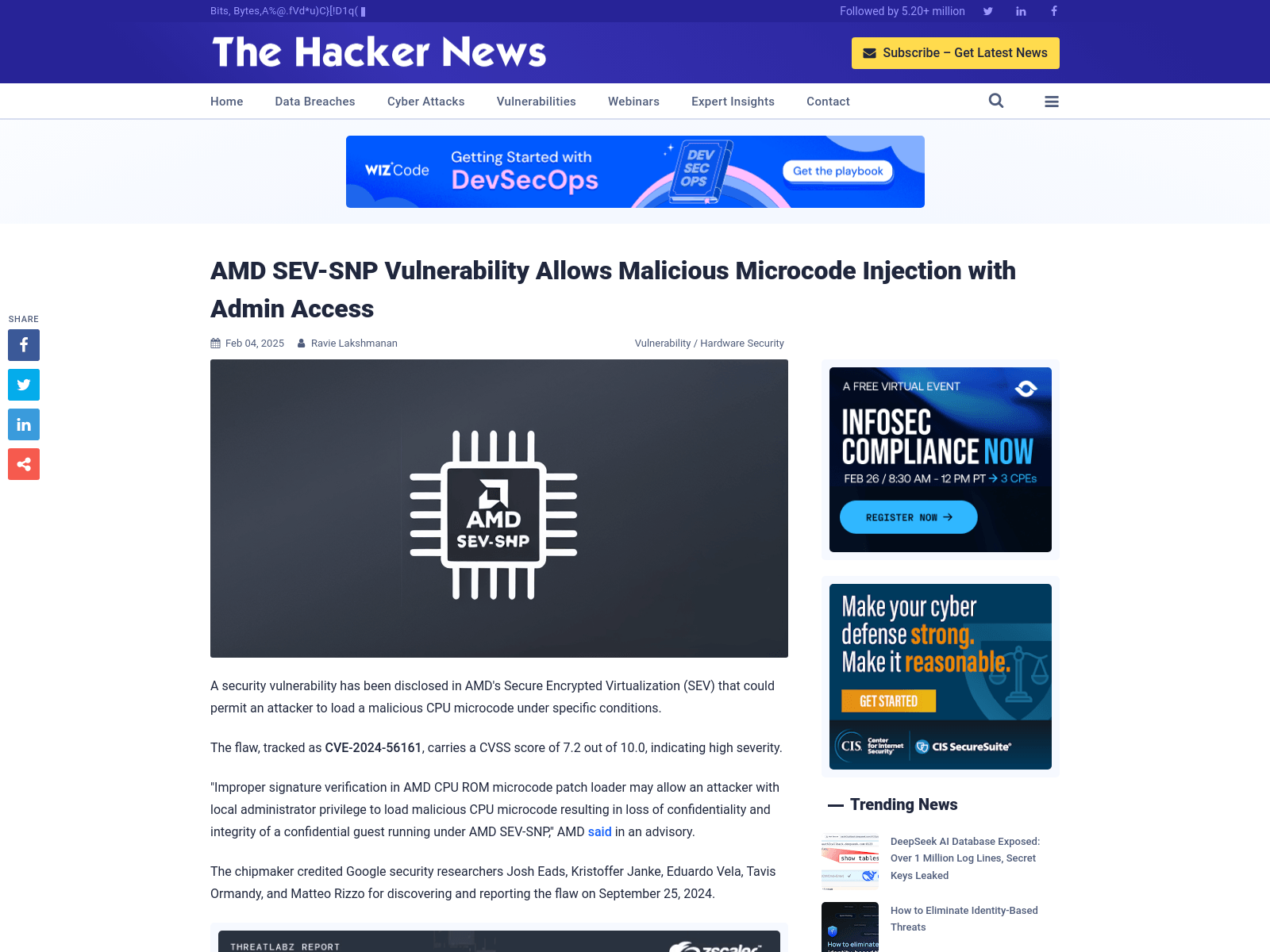 AMD SEV-SNP Vulnerability Allows Malicious Microcode Injection with Admin Access