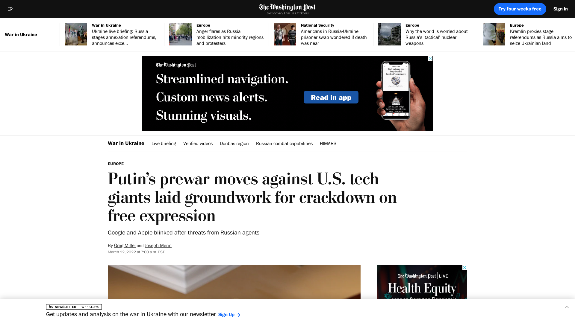 Putin’s pre-invasion moves against Google and Apple laid tech groundwork for crackdown - The Washington Post