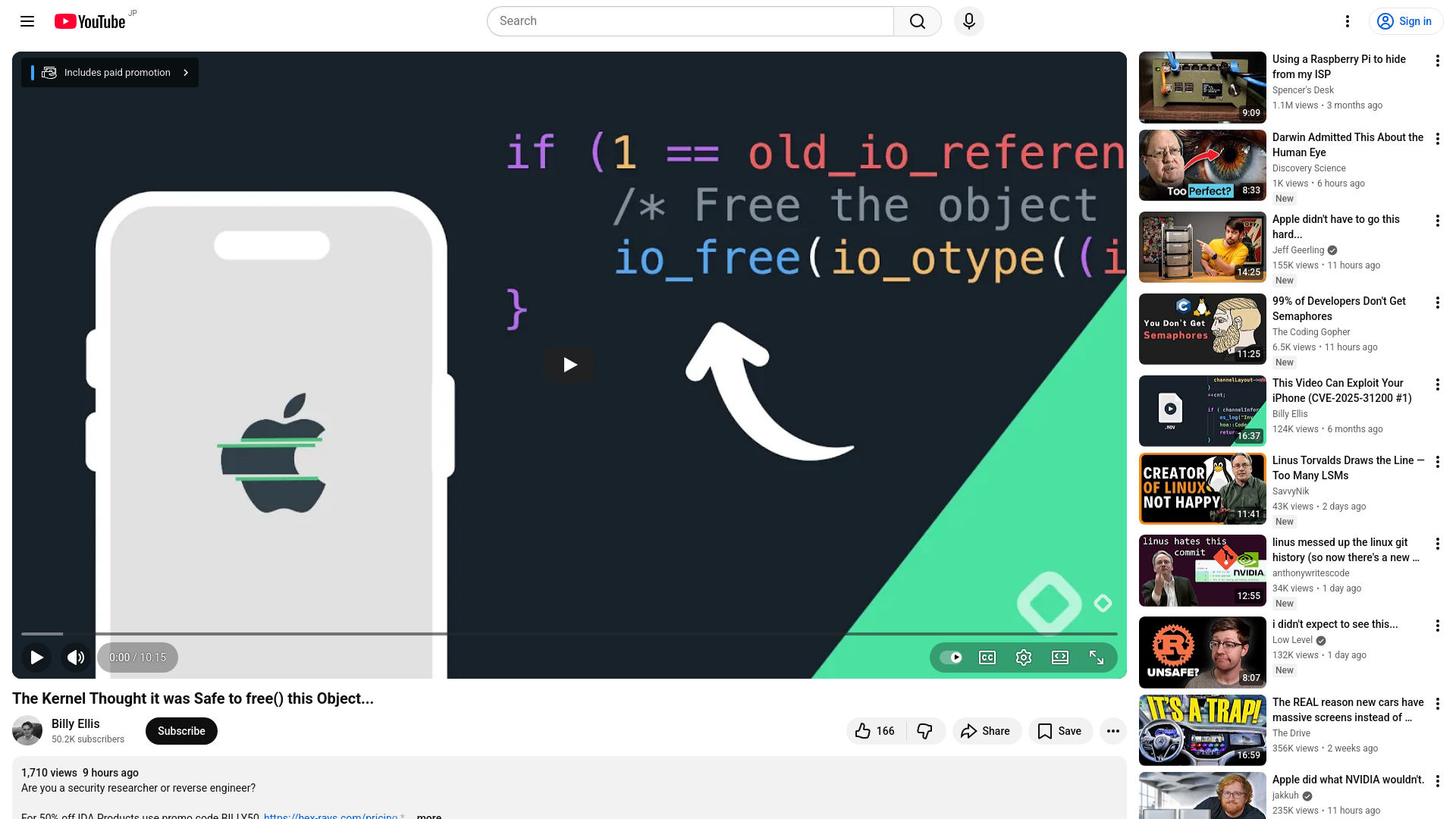 The Kernel Thought it was Safe to free() this Object... - YouTube