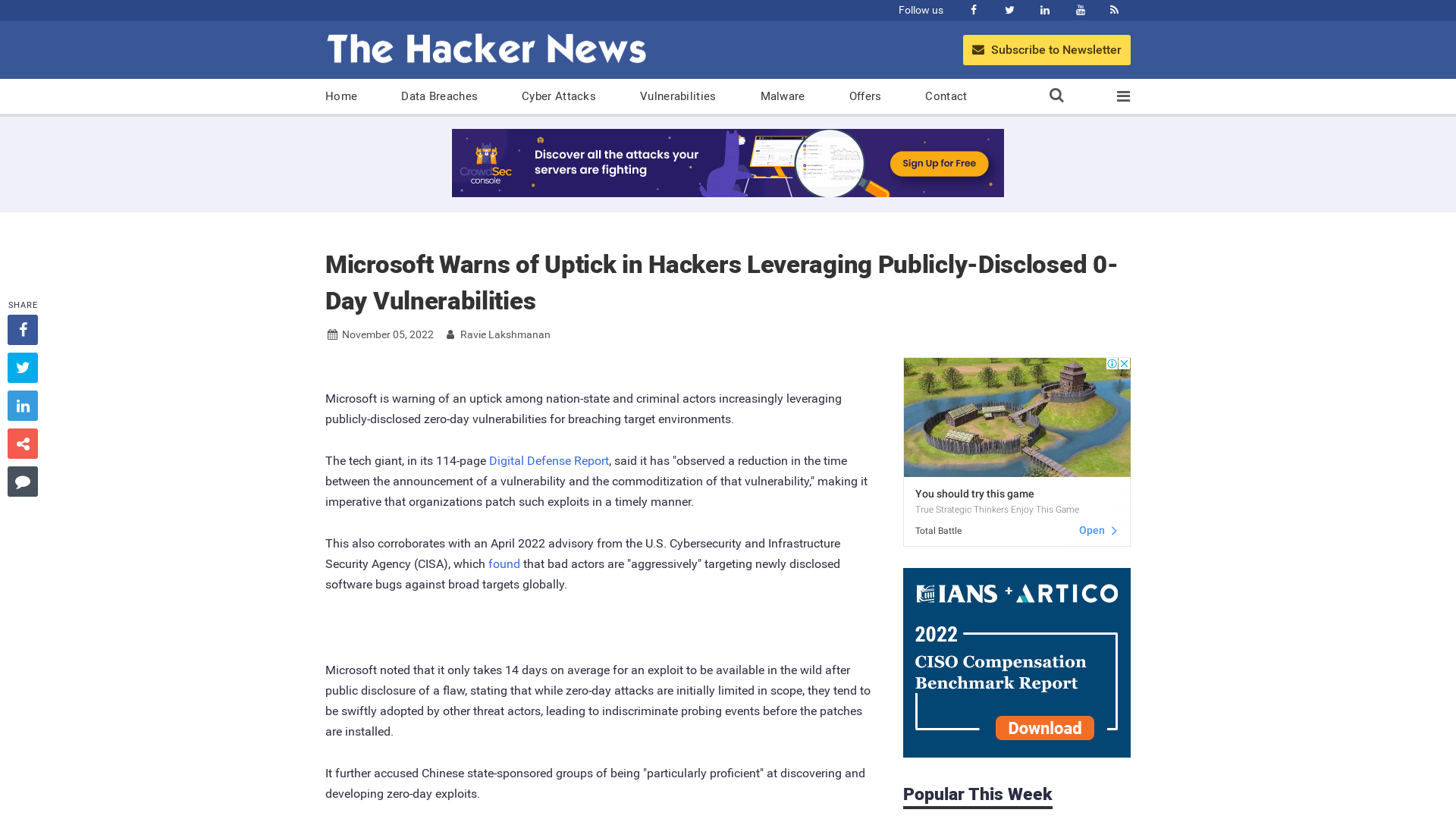 Microsoft Warns of Uptick in Hackers Leveraging Publicly-Disclosed 0-Day Vulnerabilities