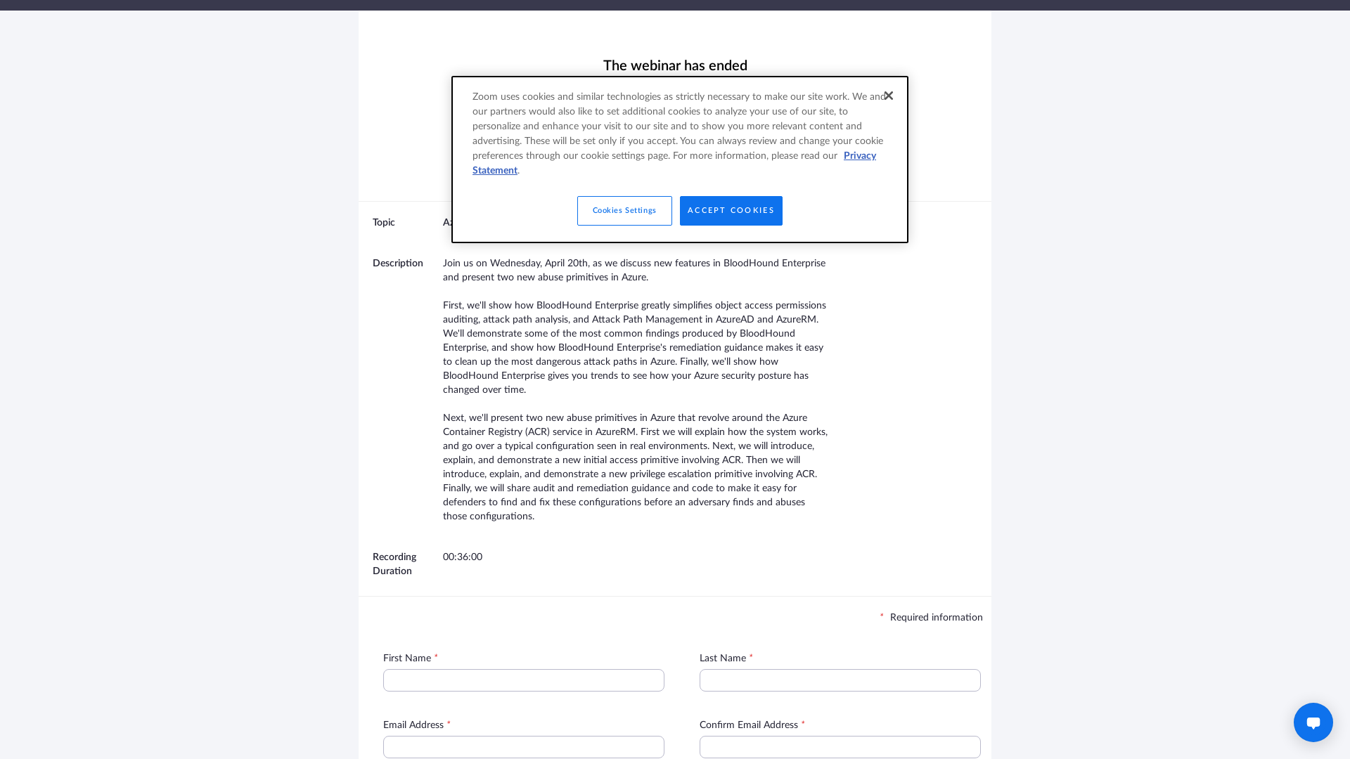 Webinar Registration - Zoom