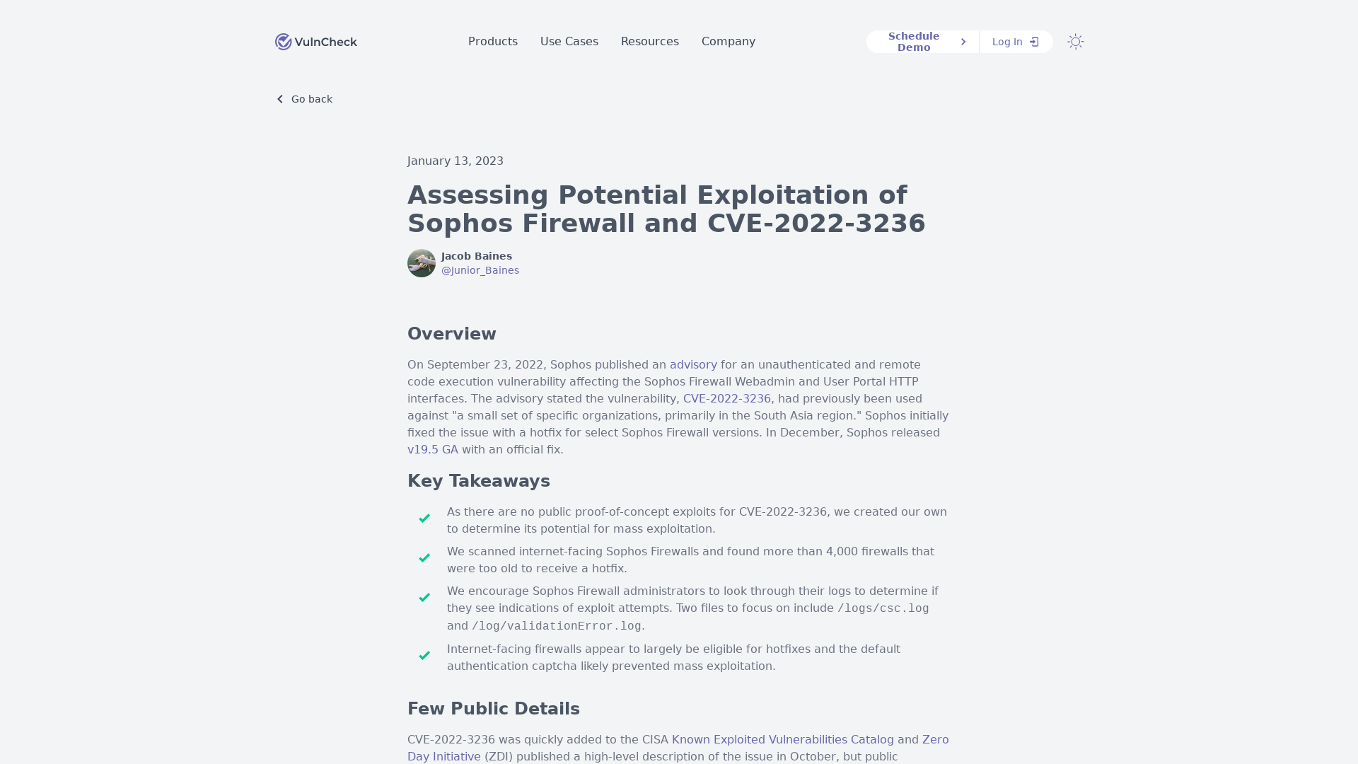 Assessing Potential Exploitation of Sophos Firewall and CVE-2022-3236 - Blog - VulnCheck