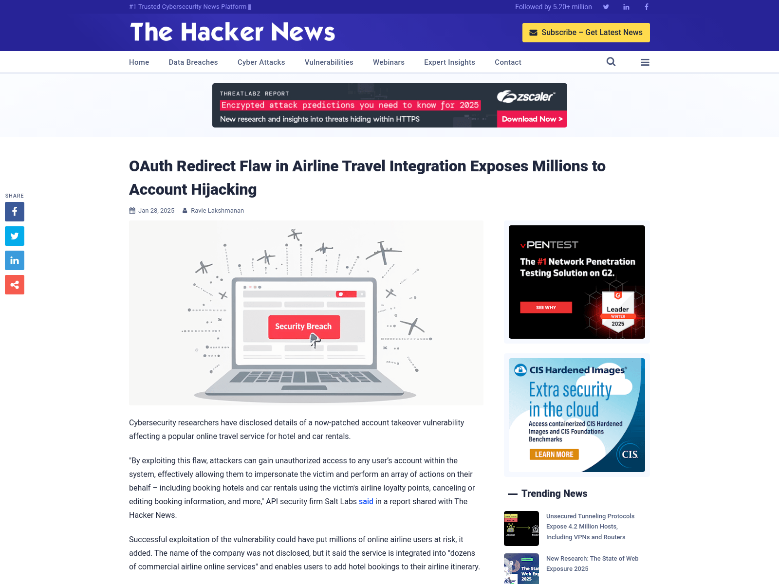 OAuth Redirect Flaw in Airline Travel Integration Exposes Millions to Account Hijacking