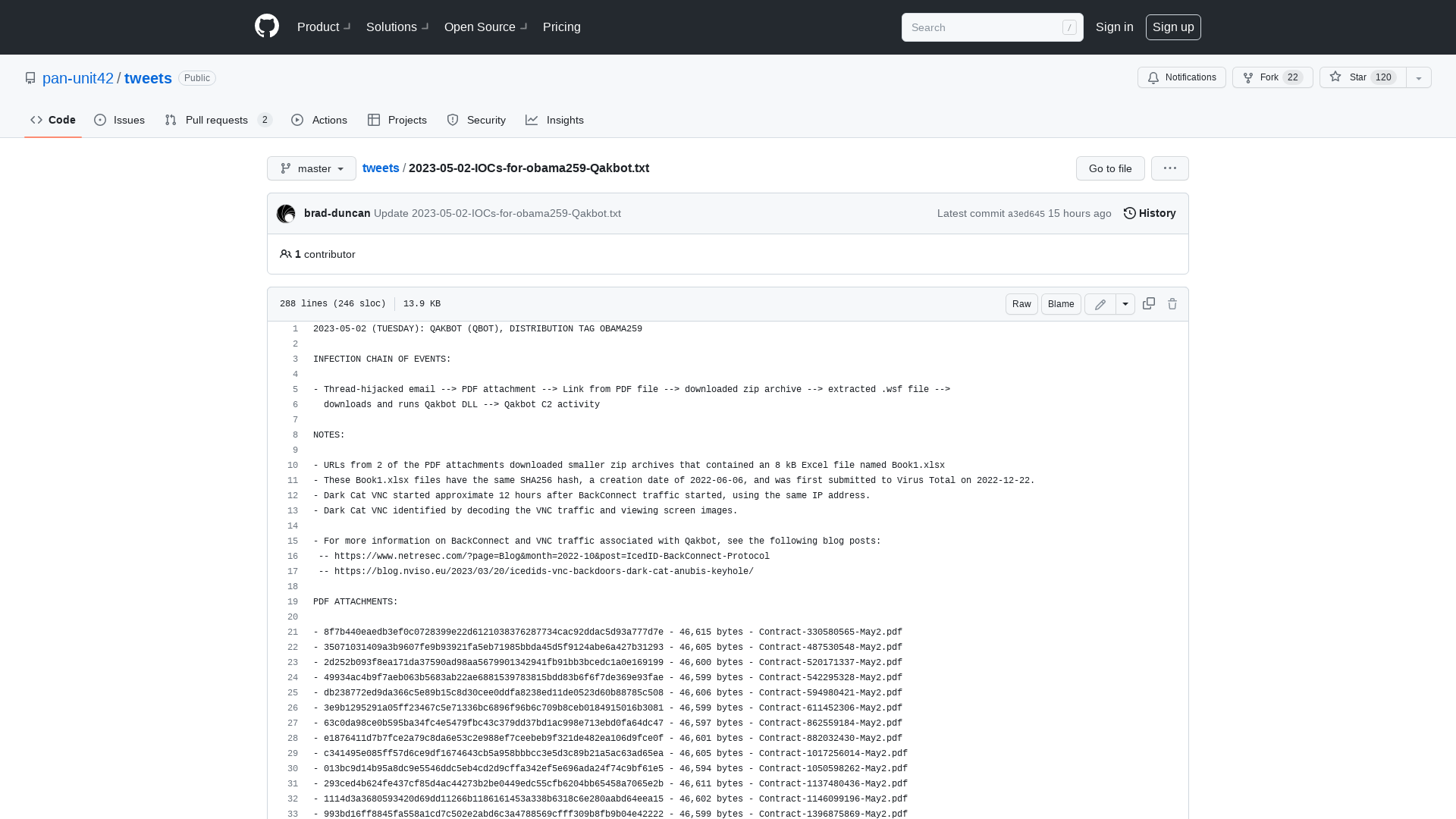 tweets/2023-05-02-IOCs-for-obama259-Qakbot.txt at master · pan-unit42/tweets · GitHub