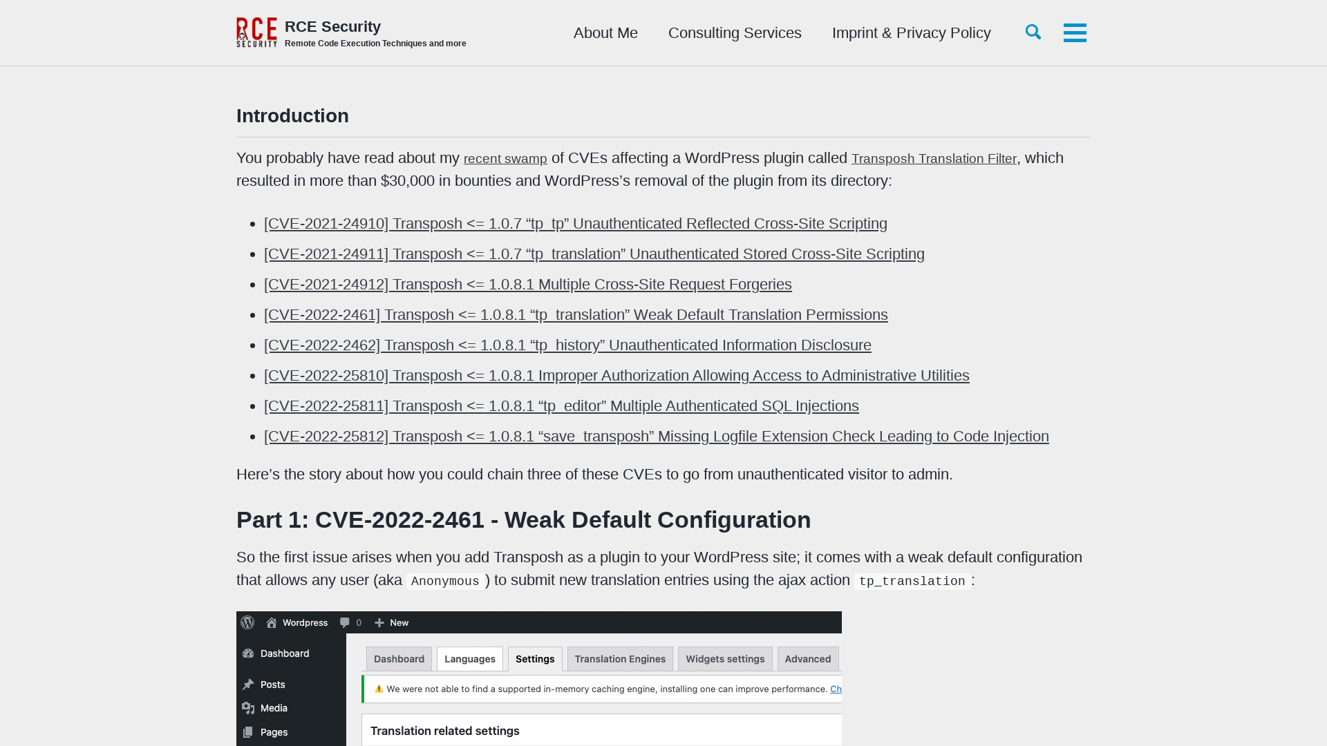 WordPress Transposh: Exploiting a Blind SQL Injection via XSS - RCE Security