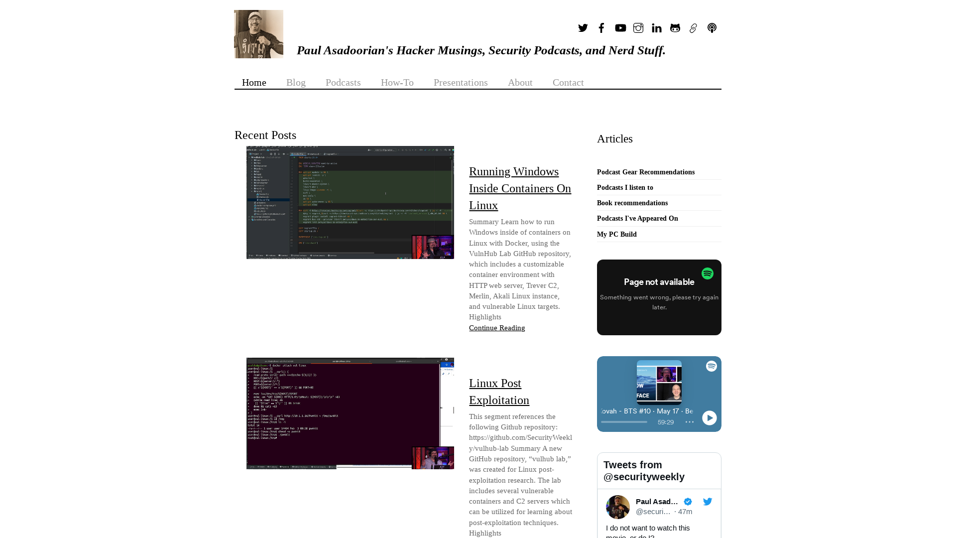 Paul Asadoorian – Security Podcaster – Paul Asadoorian's Hacker Musings, Security Podcasts, and Nerd Stuff.