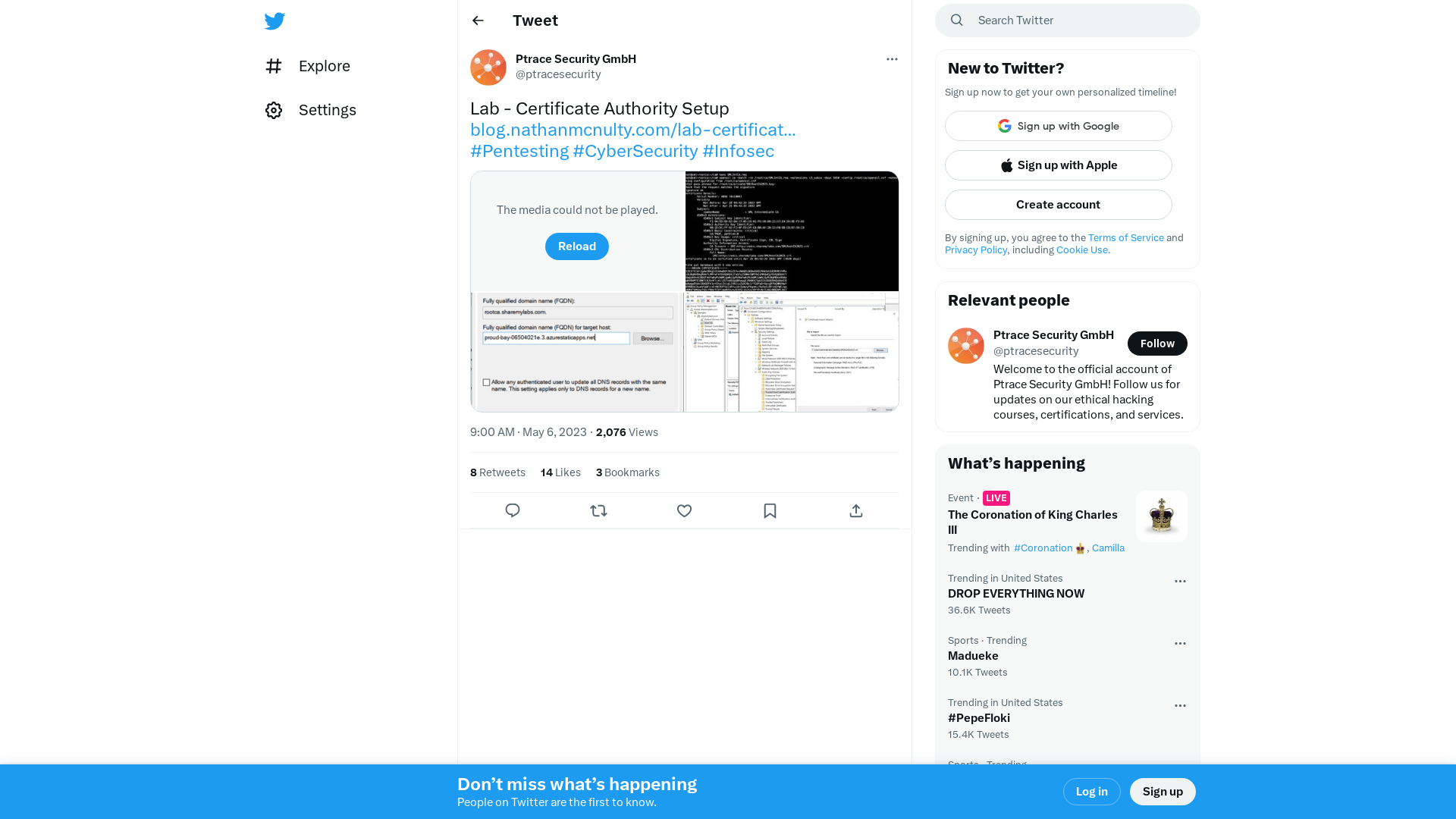 Ptrace Security GmbH on Twitter: "Lab - Certificate Authority Setup https://t.co/7z9BmEo1su #Pentesting #CyberSecurity #Infosec https://t.co/7bVQHK7dry" / Twitter