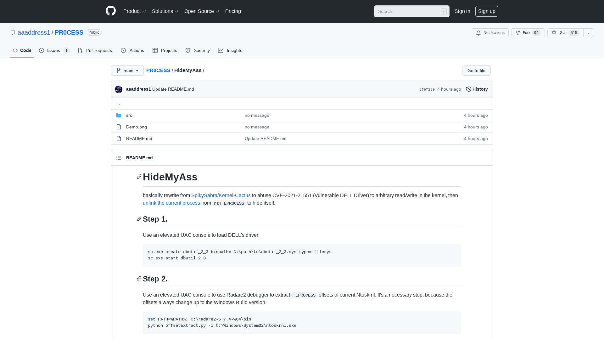 PR0CESS/HideMyAss at main · aaaddress1/PR0CESS · GitHub