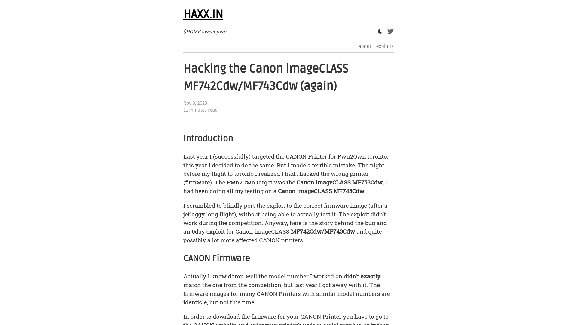 Hacking the Canon imageCLASS MF742Cdw/MF743Cdw (again) - HAXX.IN