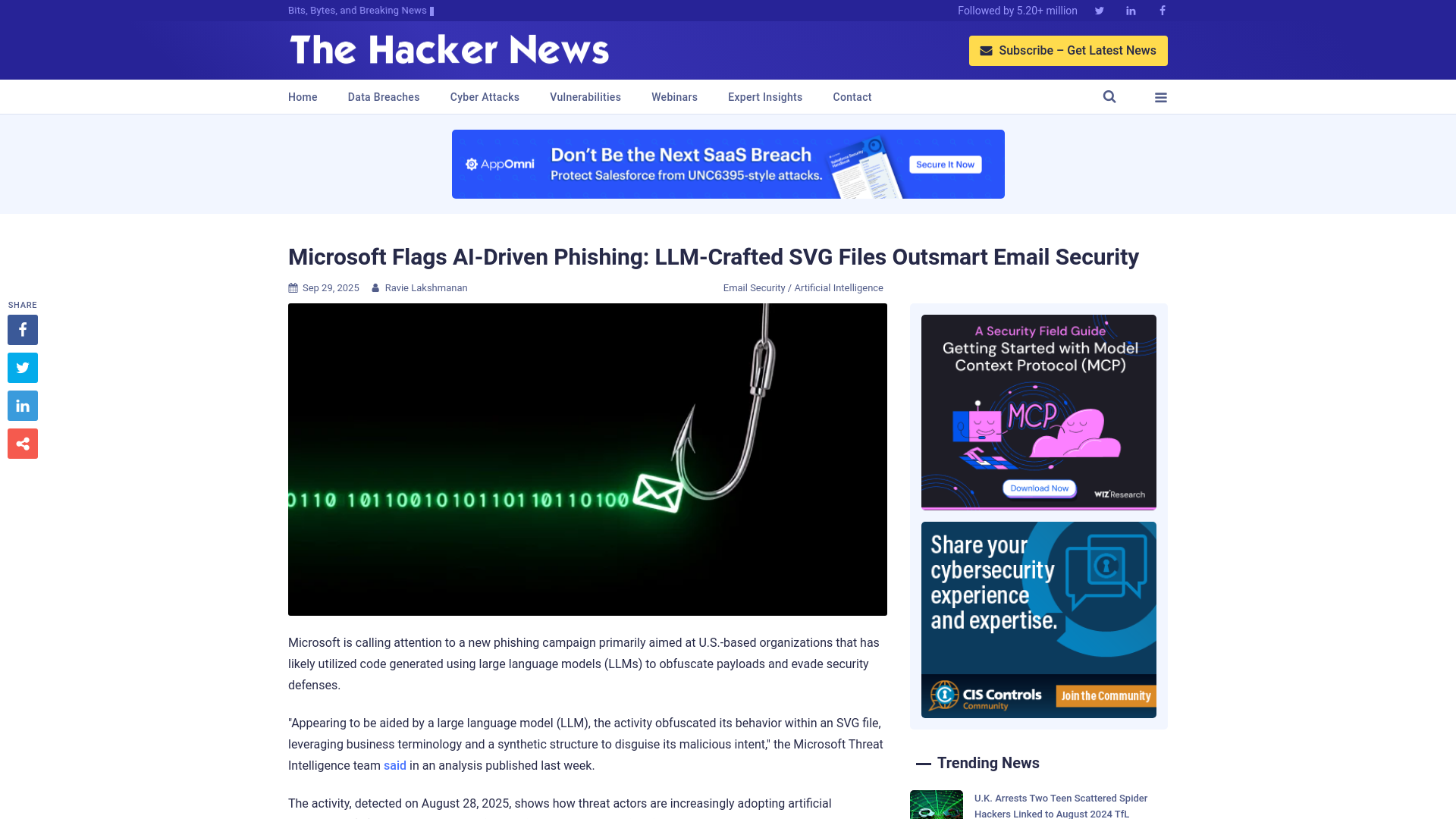 Microsoft Flags AI-Driven Phishing: LLM-Crafted SVG Files Outsmart Email Security