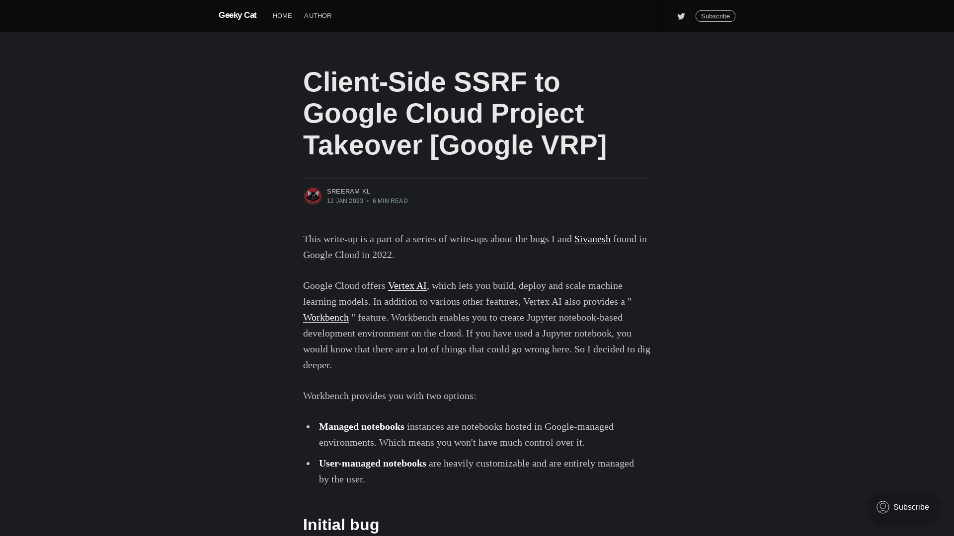 Client-Side SSRF to Google Cloud Project Takeover [Google VRP]