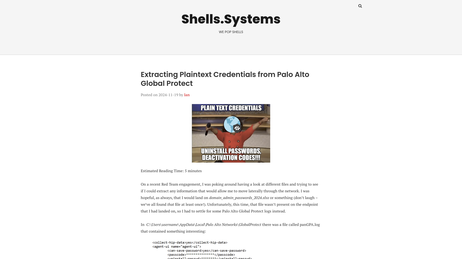 Extracting Plaintext Credentials from Palo Alto Global Protect - Shells.Systems