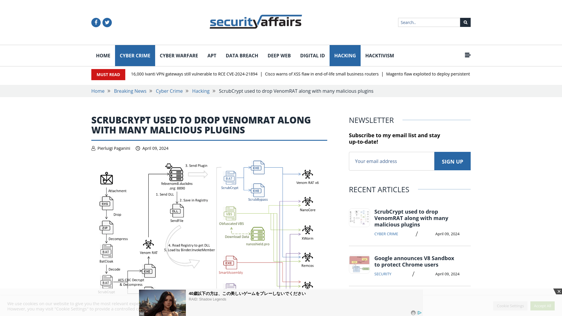 ScrubCrypt used to drop VenomRAT along with many malicious plugins