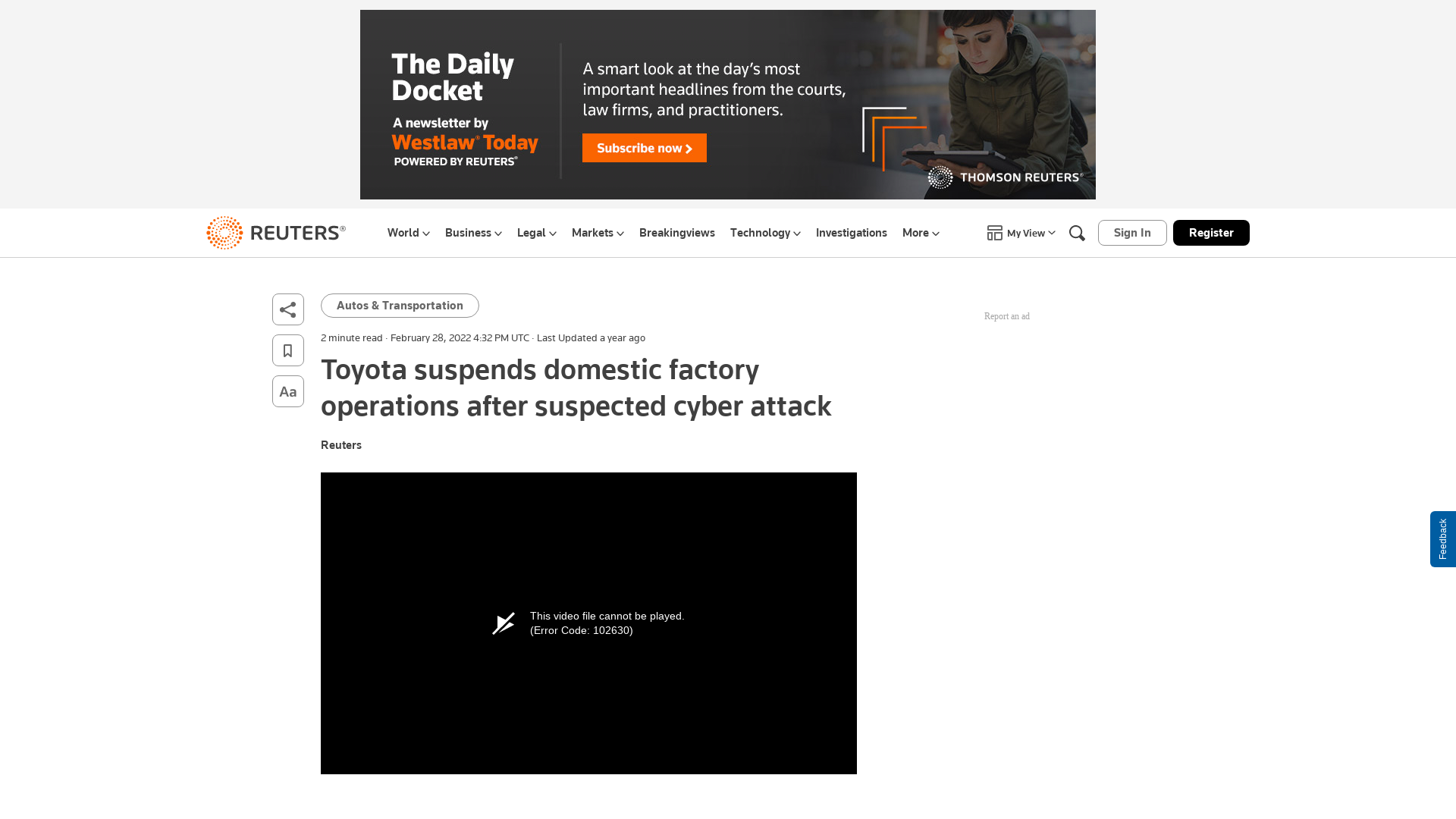 Toyota suspends domestic factory operations after suspected cyber attack | Reuters