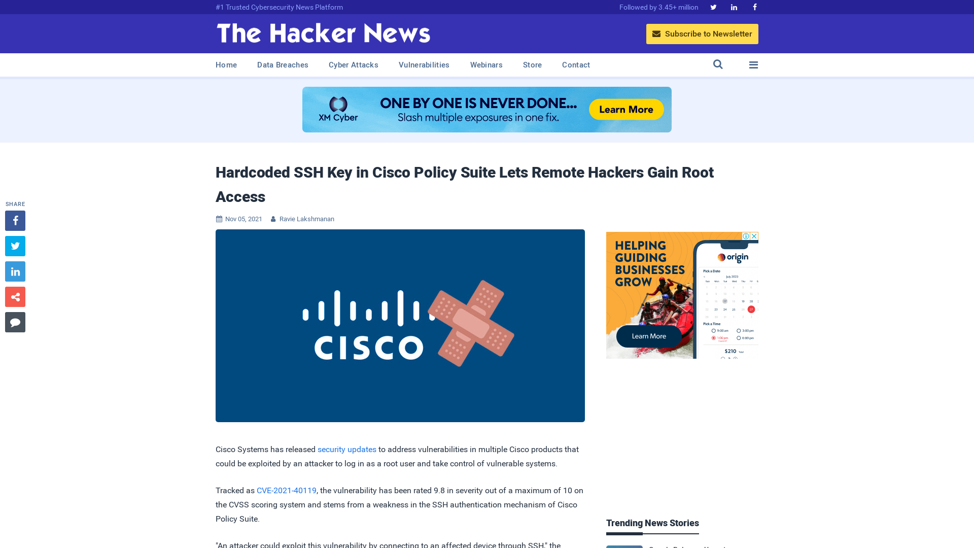 Hardcoded SSH Key in Cisco Policy Suite Lets Remote Hackers Gain Root Access