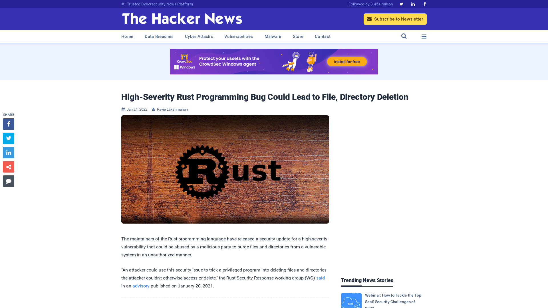 High-Severity Rust Programming Bug Could Lead to File, Directory Deletion