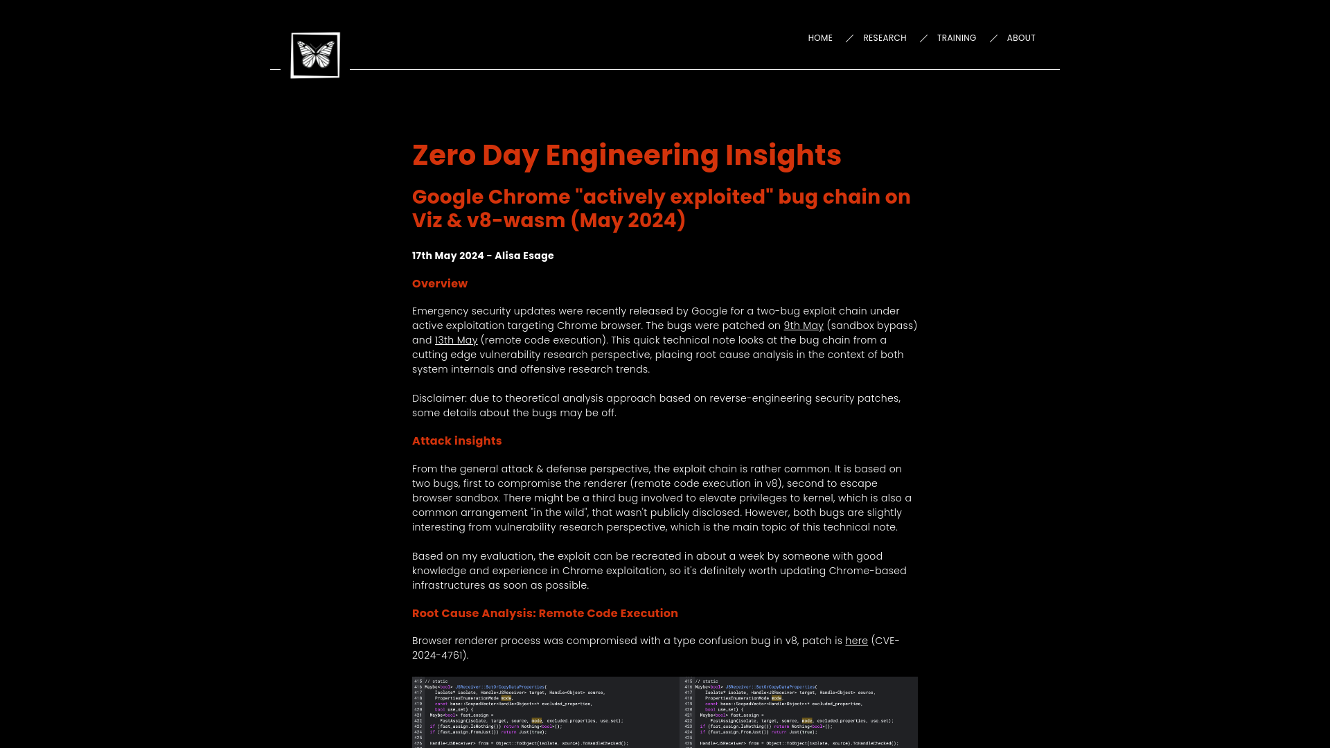 Chrome bug chain on Viz & v8 (May 2024) - Zero Day Engineering Insights