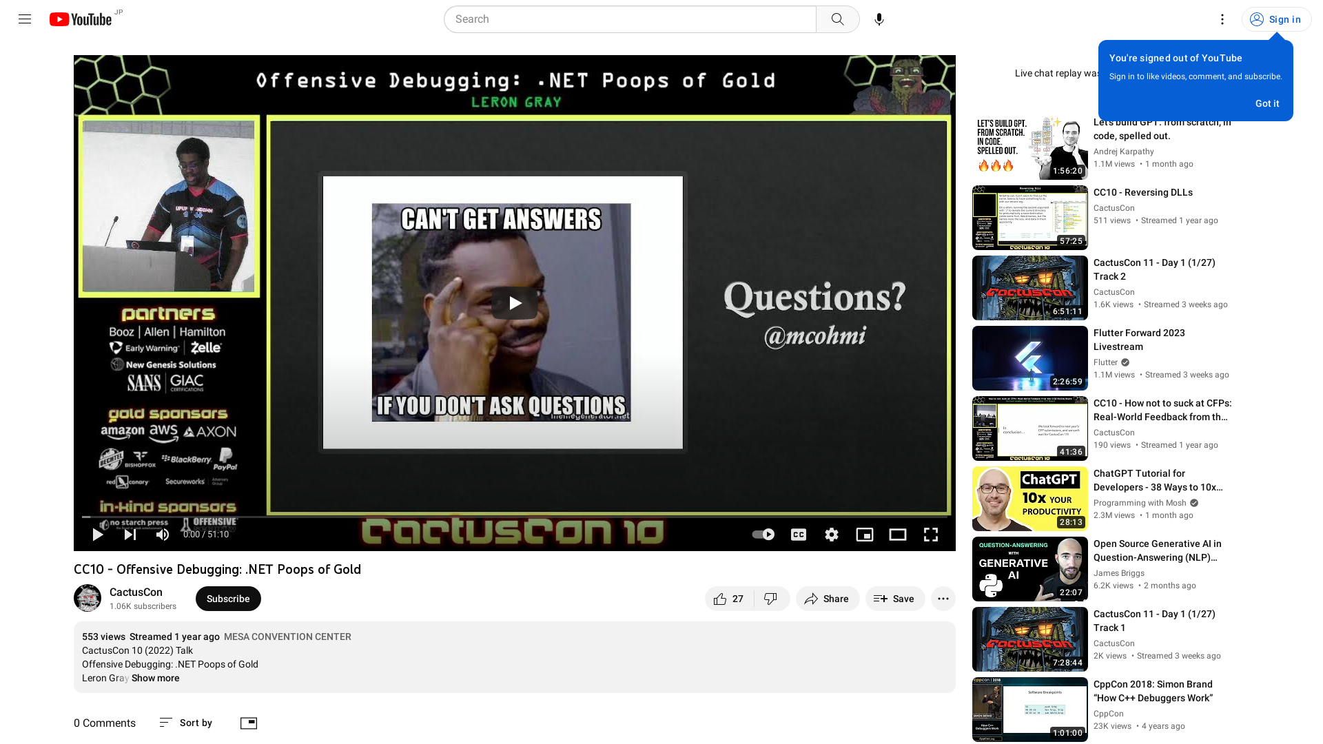 CC10 - Offensive Debugging: .NET Poops of Gold - YouTube