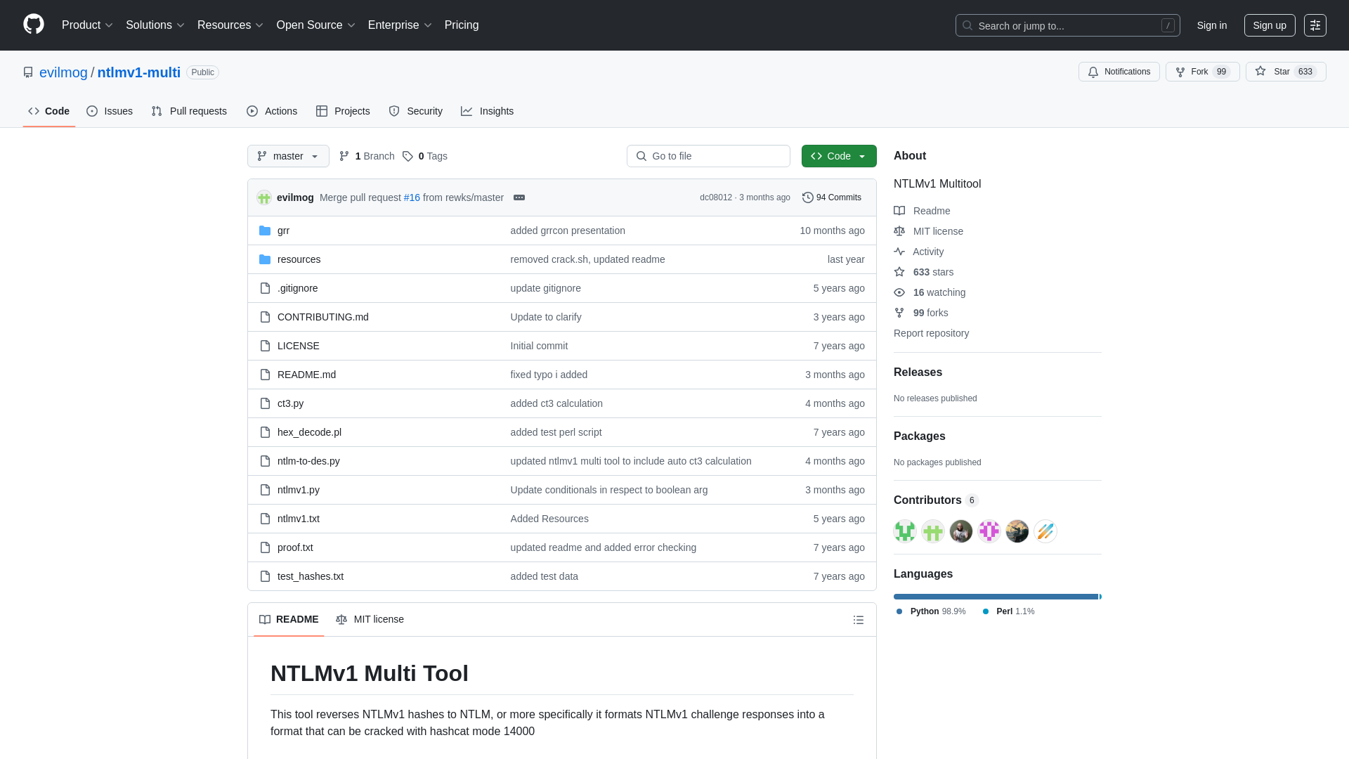 GitHub - evilmog/ntlmv1-multi: NTLMv1 Multitool