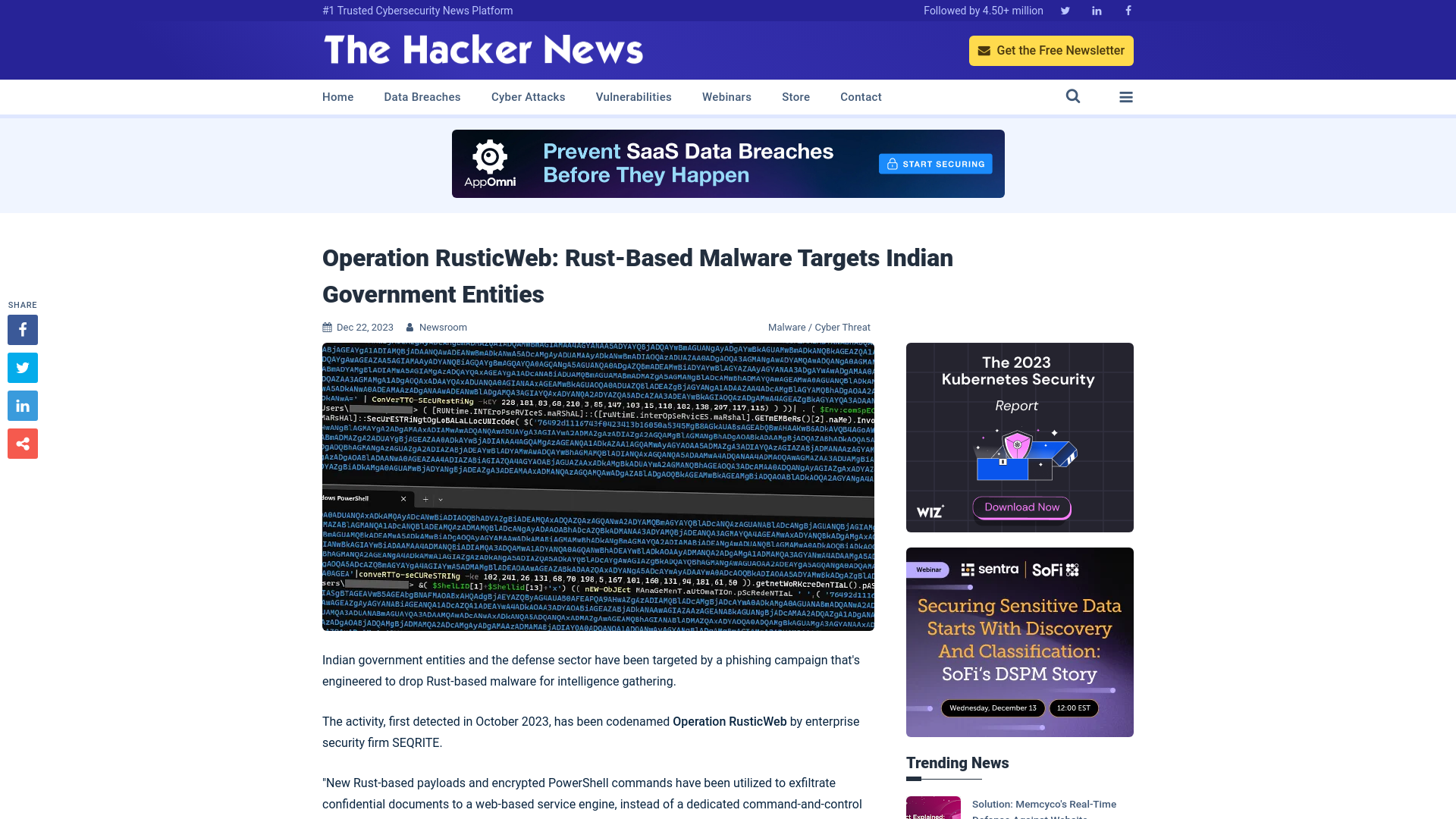 Operation RusticWeb: Rust-Based Malware Targets Indian Government Entities