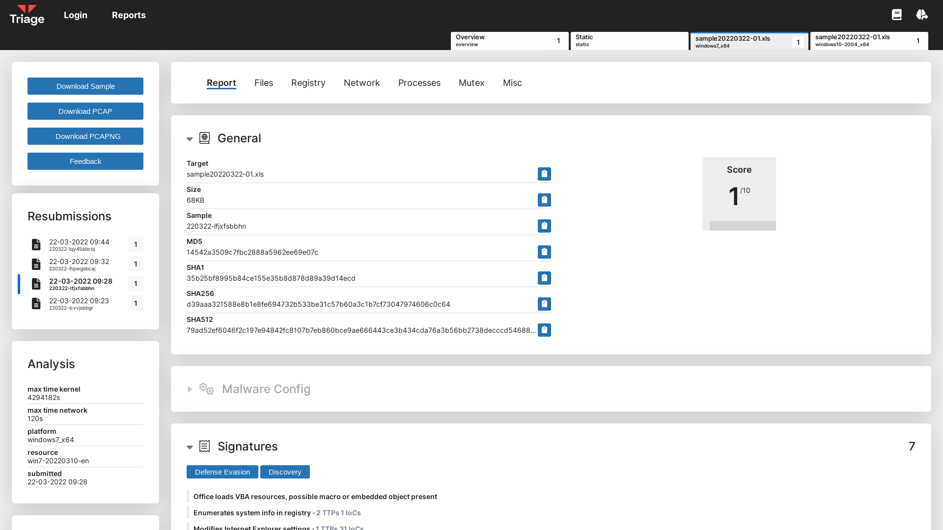 Triage | Behavioral Report