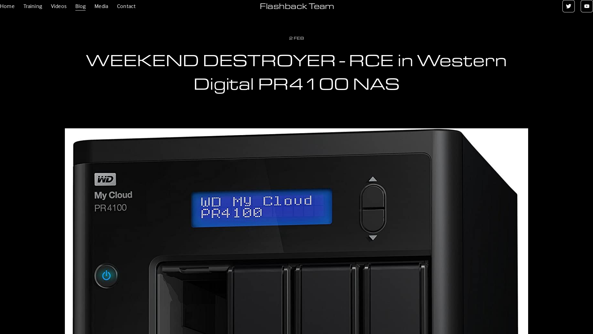 WEEKEND DESTROYER - RCE in Western Digital PR4100 NAS — Flashback Team