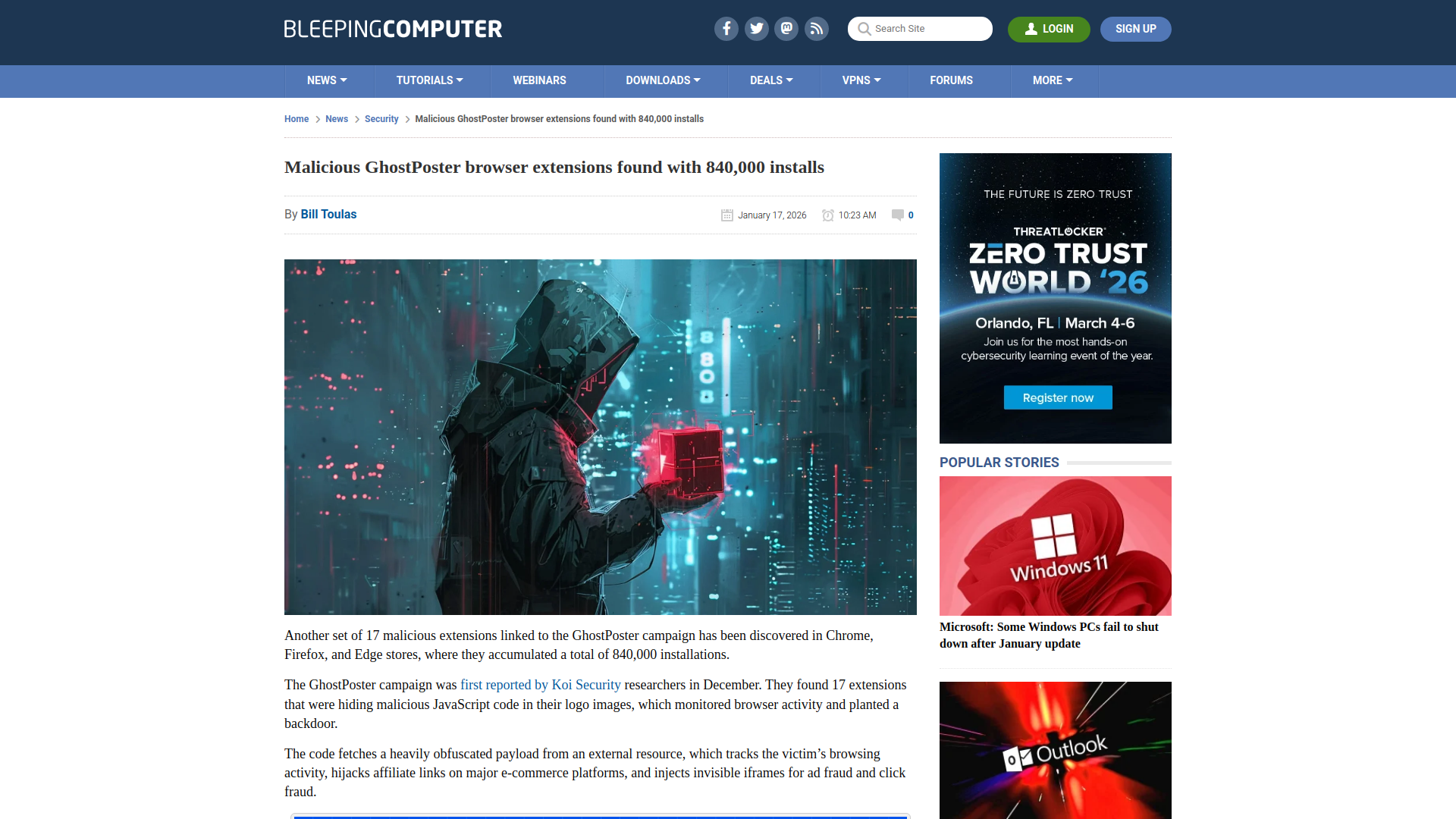 Malicious GhostPoster browser extensions found with 840,000 installs