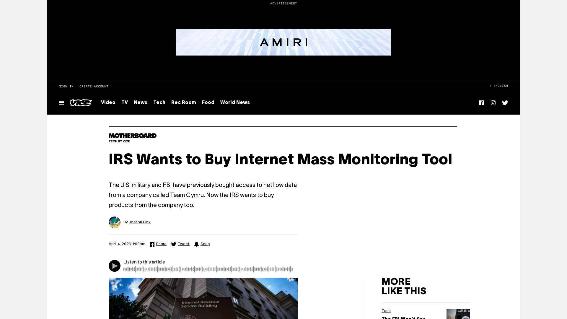 IRS Wants to Buy Internet Mass Monitoring Tool